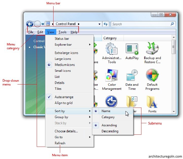 আর্কিটেকচারে মেনুবার
