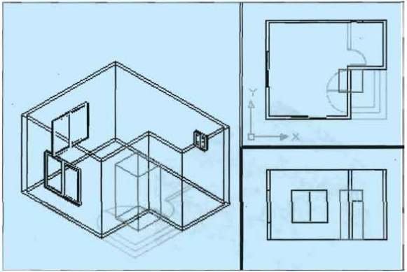 ব্যবহারিকঃ অটোক্যাডে (Auto CAD) এ এক কক্ষ বিশিষ্ট ইমারত এর 3D view অঙ্কন