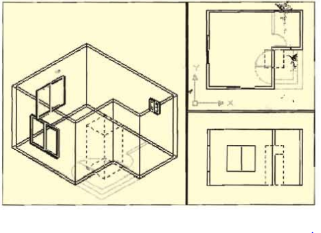 ব্যবহারিকঃ অটোক্যাডে (Auto CAD) এ এক কক্ষ বিশিষ্ট ইমারত এর 3D view অঙ্কন