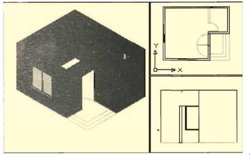 ব্যবহারিকঃ অটোক্যাডে (Auto CAD) এ এক কক্ষ বিশিষ্ট ইমারত এর 3D view অঙ্কন