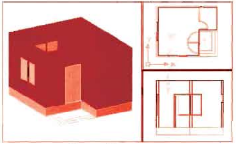 ব্যবহারিকঃ অটোক্যাডে (Auto CAD) এ এক কক্ষ বিশিষ্ট ইমারত এর 3D view অঙ্কন