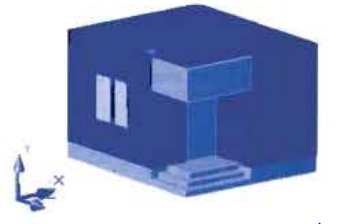 ব্যবহারিকঃ অটোক্যাডে (Auto CAD) এ এক কক্ষ বিশিষ্ট ইমারত এর 3D view অঙ্কন