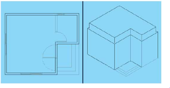ব্যবহারিকঃ অটোক্যাডে (Auto CAD) এ এক কক্ষ বিশিষ্ট ইমারত এর 3D view অঙ্কন