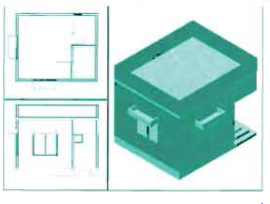 ব্যবহারিকঃ অটোক্যাডে (Auto CAD) এ এক কক্ষ বিশিষ্ট ইমারত এর 3D view অঙ্কন