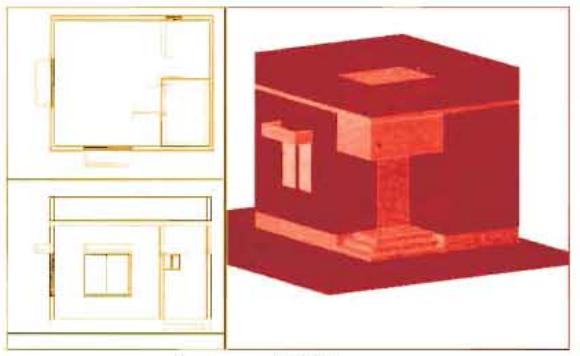 ব্যবহারিকঃ অটোক্যাডে (Auto CAD) এ এক কক্ষ বিশিষ্ট ইমারত এর 3D view অঙ্কন