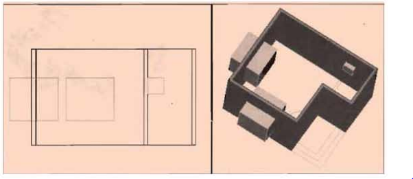 ব্যবহারিকঃ অটোক্যাডে (Auto CAD) এ এক কক্ষ বিশিষ্ট ইমারত এর 3D view অঙ্কন