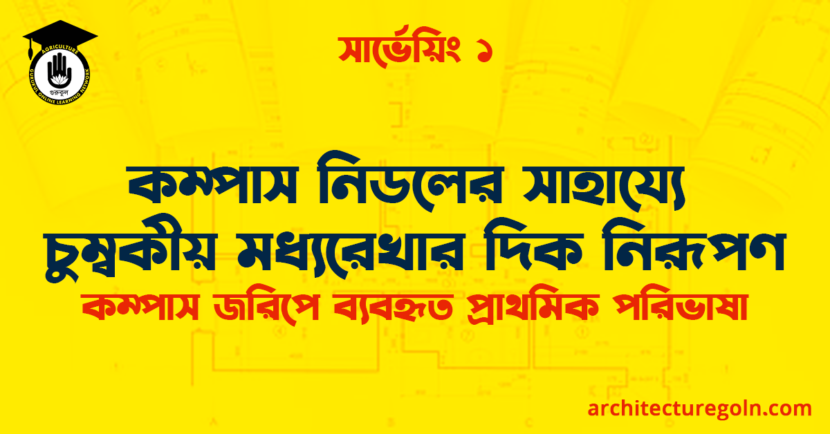 কম্পাস নিডলের সাহায্যে চুম্বকীয় মধ্যরেখার দিক নিরূপণ