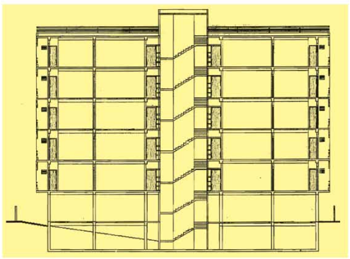 বহুতল আবাসিক ইমারতটির Elevation ও Section অঙ্কন